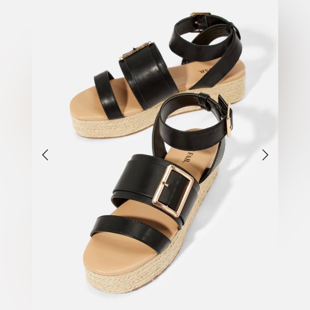 NEW JustFab Black Josephine Espadrille Platform Sandals Size 8